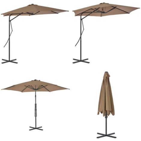 Sombrilla de jardín con palo de acero taupe 300 cm - Sombrilla de acero - Sombrilla UV