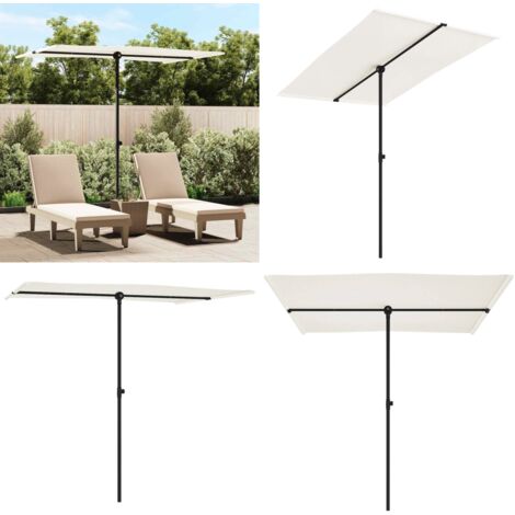 Sombrilla de jardín con palo de aluminio blanco arena 2x1,5 m - Sombrilla con palo de aluminio - Sombrilla UV