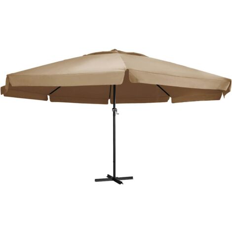 Sombrilla de jardín con palo de aluminio taupe 600 cm
