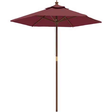 Sombrilla de jardín con palo de madera 196 x 231 cm rojo burdeos 020008347