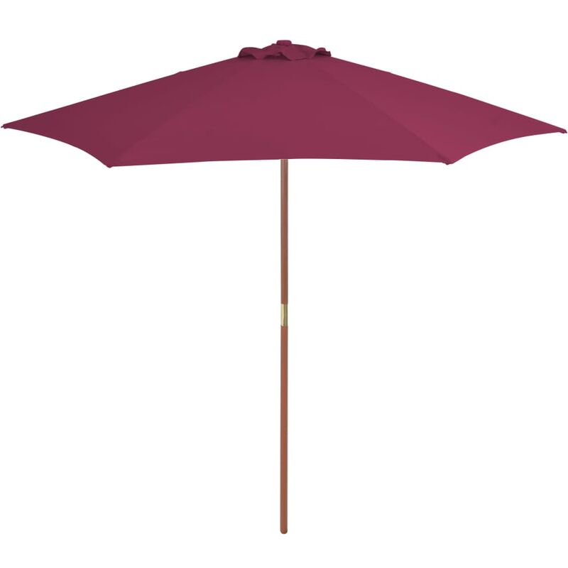 

vidaXL Sombrilla de jardín con palo de madera 270 cm burdeos - Rojo