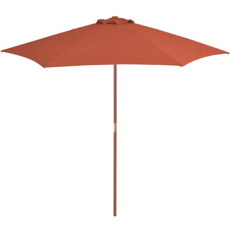

vidaXL Sombrilla de jardín con palo de madera 270 cm terracota - Rojo