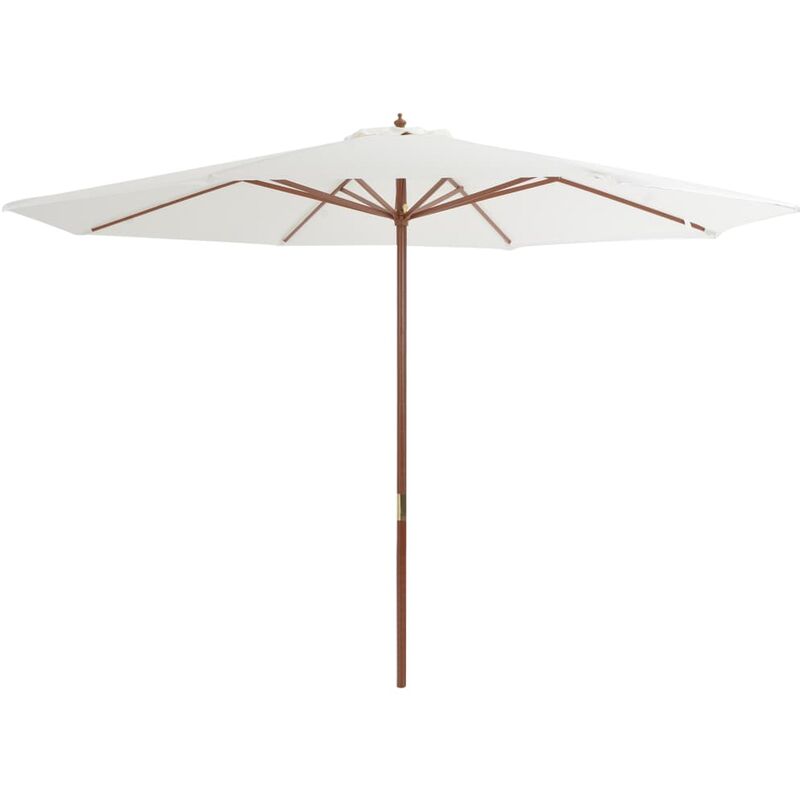

Sombrilla de jardín con palo de madera 350 cm blanco arena