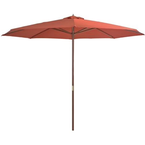 Sombrilla de jardín con palo de madera 350 cm terracota