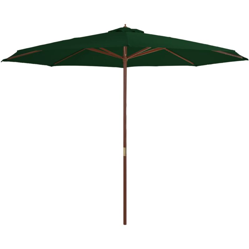 

vidaXL Sombrilla de jardín con palo de madera 350 cm verde - Verde