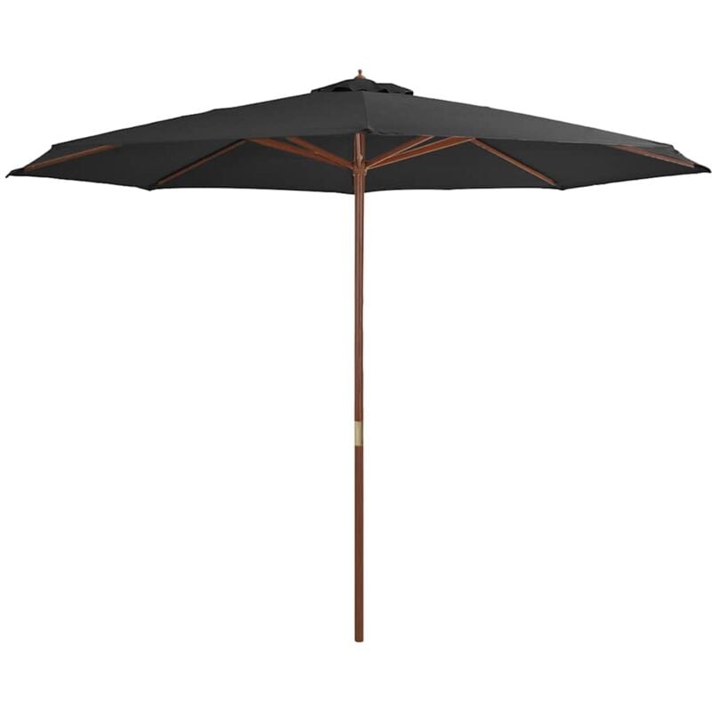 

vidaXL Sombrilla de jardín con palo de madera 350 cm gris antracita - Antracita