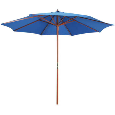 Sombrilla de jardín con palo de madera azul 300x258 cm