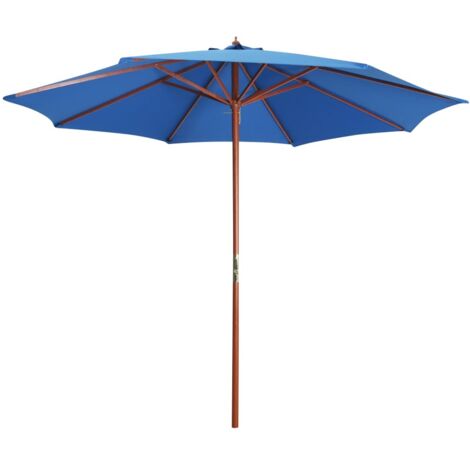 Sombrilla de jardín con palo de madera azul 300x258 cm