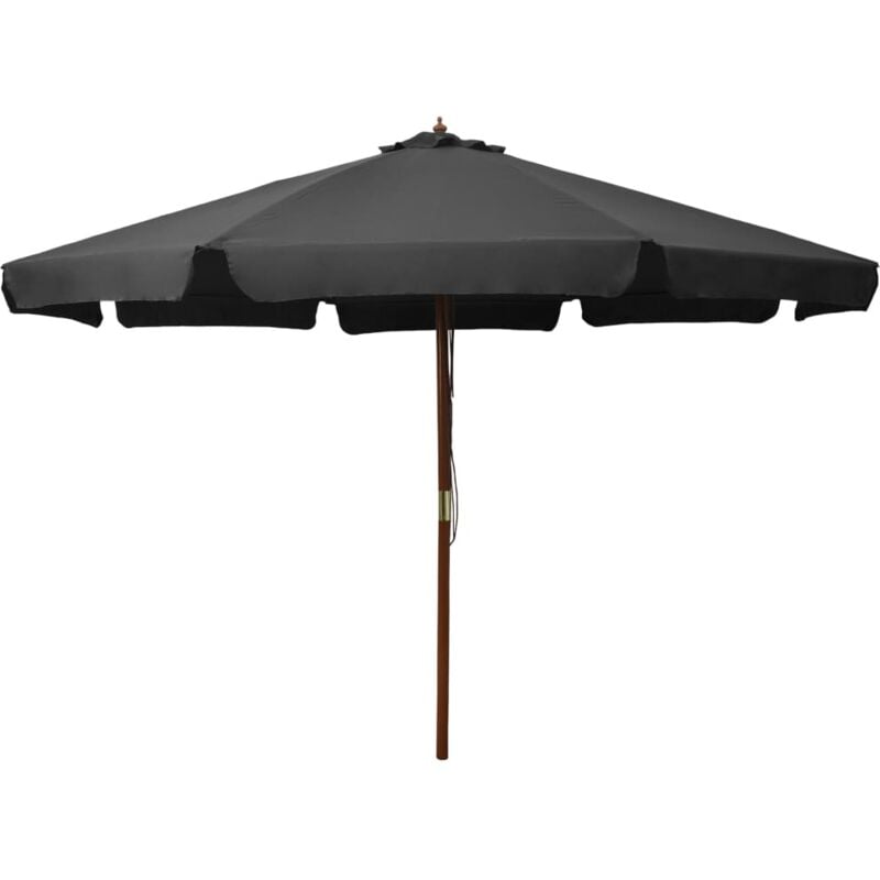 

vidaXL Sombrilla de jardín con palo de madera gris antracita 330 cm - Antracita