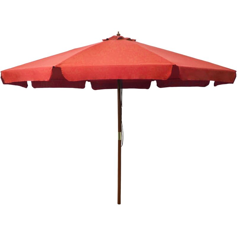 

vidaXL Sombrilla de jardín con palo de madera terracota 330 cm - Rojo