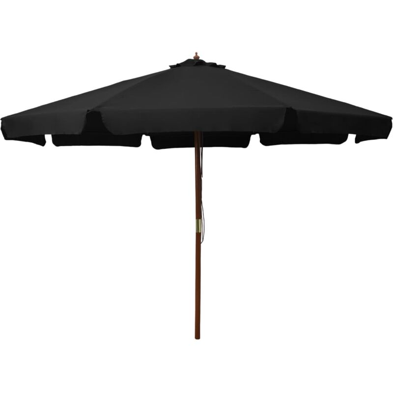 

vidaXL Sombrilla de jardín con palo de madera negro 330 cm - Negro