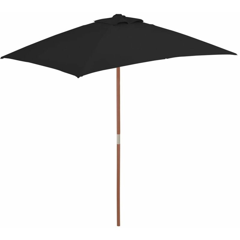 

Sombrilla de jardin con palo de madera negra 150x200 cm
