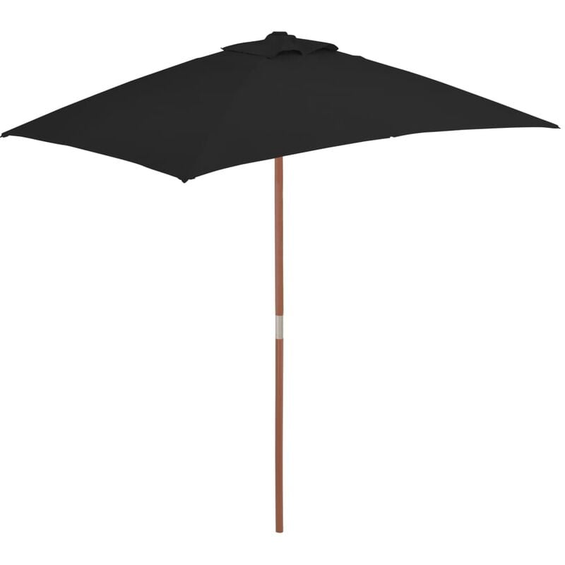 

Sombrilla de jardín con palo de madera negra 150x200 cm