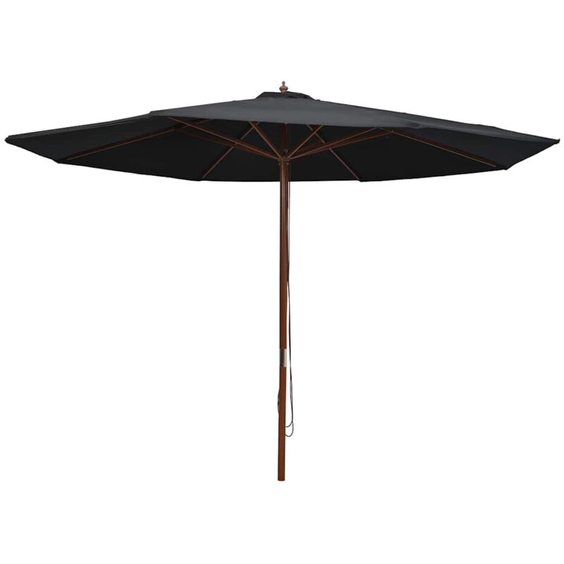 

vidaXL Madera Sombrilla de Jardín con Palo 350 cm Negro - Negro
