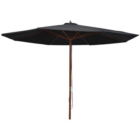 Sombrilla de jardín con palo de madera negro 350 cm