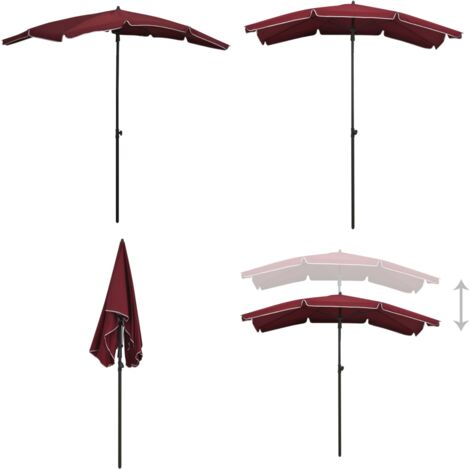 Sombrilla de jardín con palo rojo burdeos 200x130 cm - Sombrilla con palo - Sombrilla con manivela