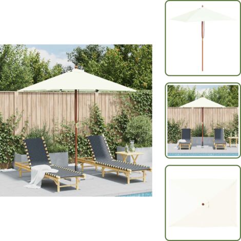 Sombrilla de jardín con palo - vidaXL Sombrilla de jardín con palo de madera arena 150x200 cm - Sombrilla de jardín con sistema de polea