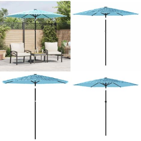 Sombrilla de jardín con poste de acero azul 268x268x226 cm - Sombrilla azul - Protección solar