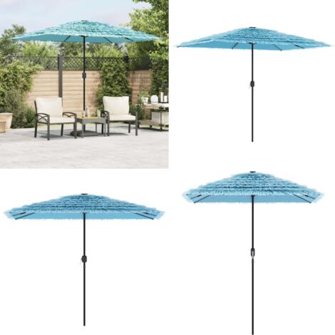 Sombrilla de jardín con poste de acero azul 300x200x250 cm - Sombrilla azul - Protección solar