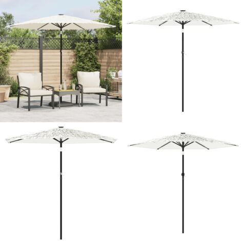 Sombrilla de jardín con poste de acero blanca 268x268x226 cm - Protección solar - Sombrilla con poste
