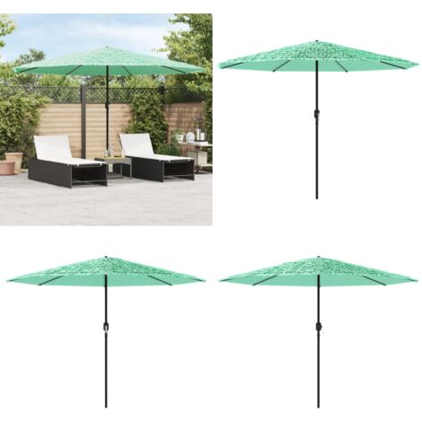 Sombrilla de jardín con poste de acero verde 388x388x248 cm - Sombrilla verde - Protección solar