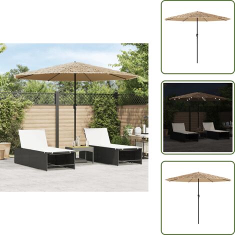 Sombrilla de jardín con poste de acero - vidaXL Sombrilla de jardín con LEDs poste acero marrón 324x324x247 cm - Sombrilla de jardín con luces LED brillantes
