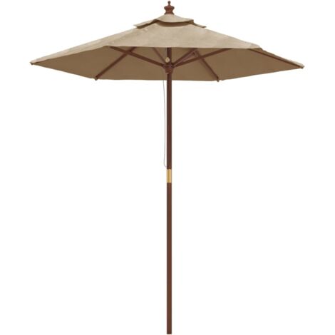 Sombrilla de jardín con poste de madera gris taupe 196x231 cm vidaXL