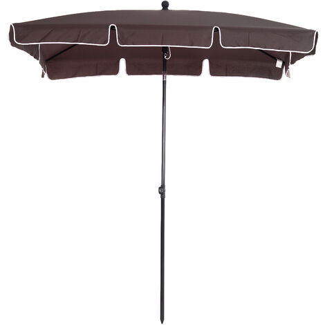 Sombrilla de jardín de aluminio 2x1,3x2,5 m parasol de jardín rectangular con función de inclinación para terraza patio exterior café