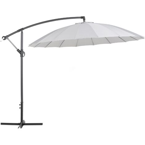 Sombrilla de jardín gris claro cantilever con marco de aluminio blanco 235 x 268 x 268 cm ajustable Calabria II