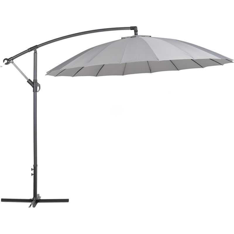 

Beliani - Sombrilla de jardín gris oscuro ⌀ 258 cm CALABRIA II