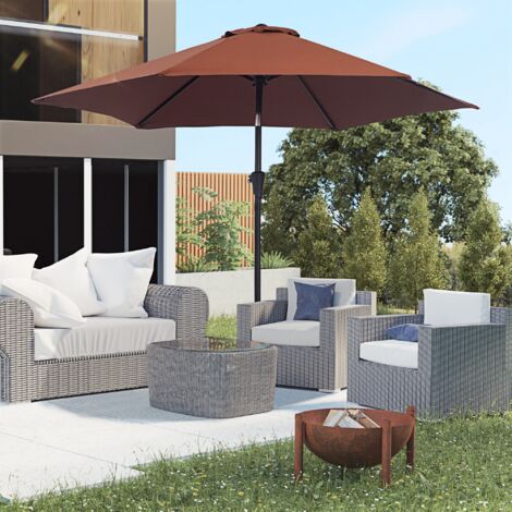 Sombrilla de Jardín inclinable de aluminio color café Ø260x235 cm con manivela y poliéster 180 g/m²