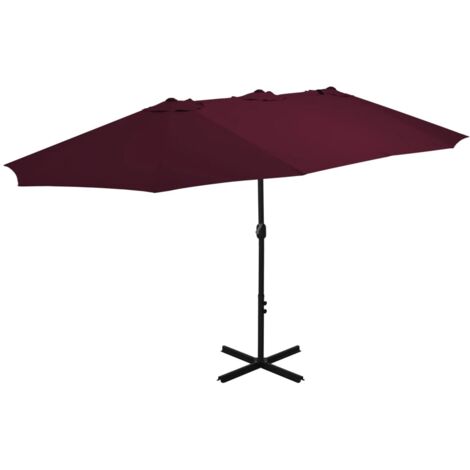 Sombrilla de jardín palo de aluminio rojo burdeos 460x270 cm