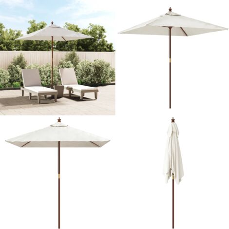 Sombrilla de jardín poste de madera color arena 198x198x231 cm - Sombrilla de madera - Sombrilla con protección UV