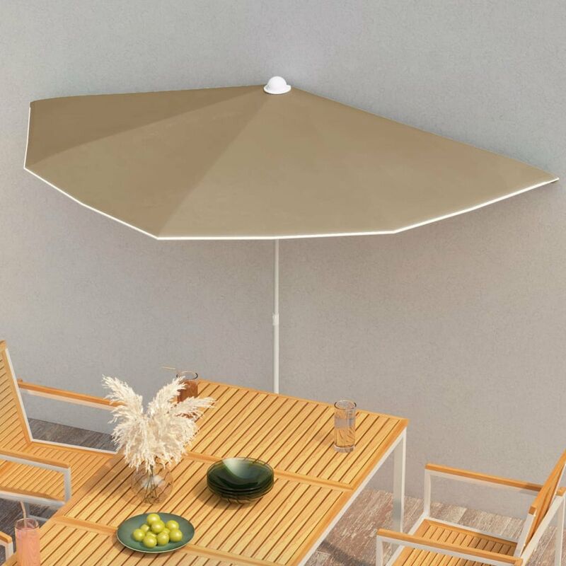 

Sombrilla de jardin semicircular con palo 300x150 cm gris taupe