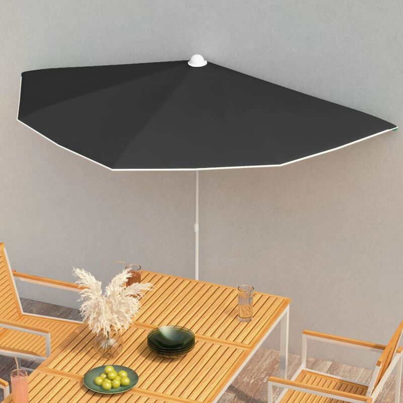 

Sombrilla de jardín semicircular con palo 300x150 cm negro