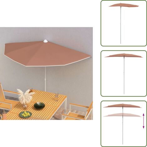 Sombrilla de jardín semicircular con palo 300x150 cm terracota