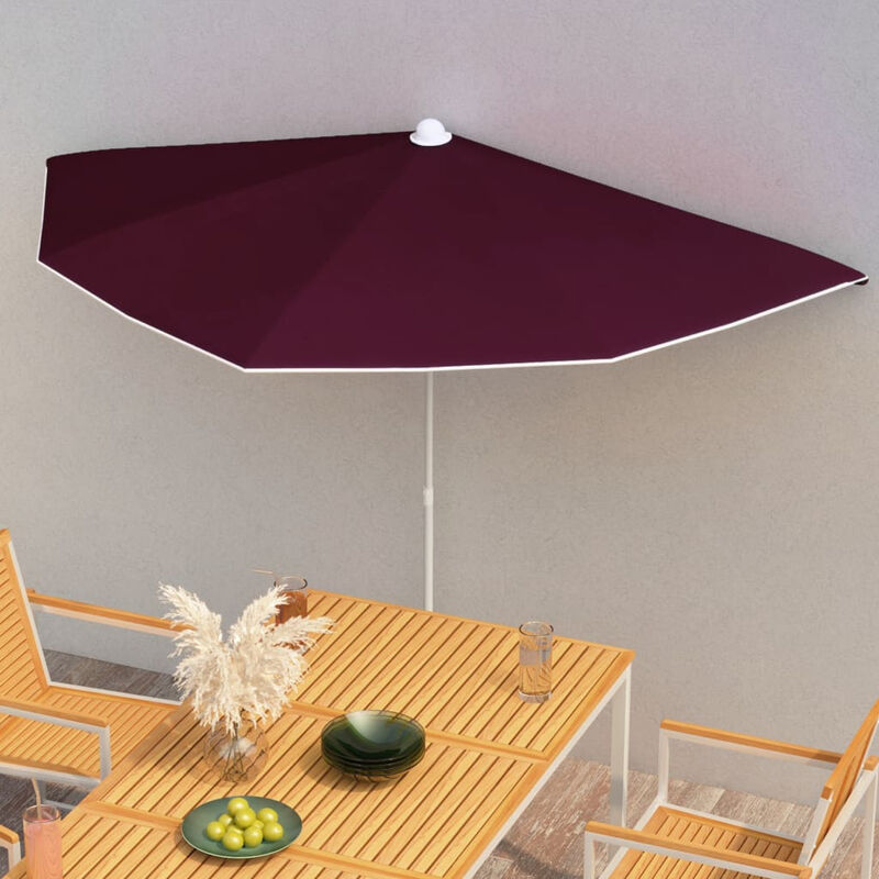 

Sombrilla de jardin semicircular palo 300x150 cm burdeos rojo