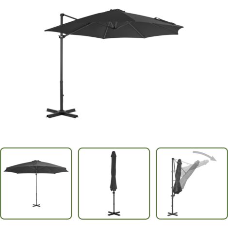 Sombrilla de jardín -  Sombrilla jardín voladiza palo de aluminio antracita 300 cm