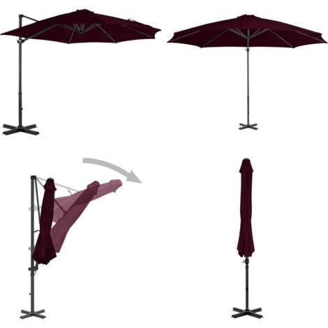 Sombrilla de jardín voladiza con palo de aluminio rojo 300 cm - Sombrilla voladiza - Sombrilla con aluminio