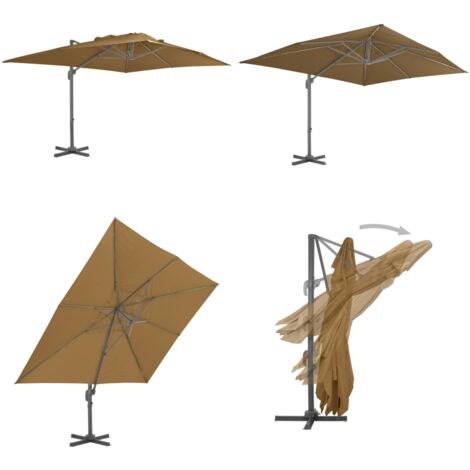 Sombrilla de jardín voladiza con poste de aluminio 400x300 cm color topo - Sombrilla colgante - Protección solar