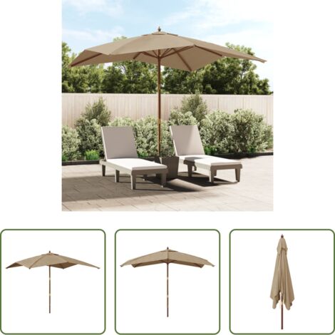 Sombrilla de madera -  Sombrilla de jardín poste de madera gris taupé 300x300x273 cm