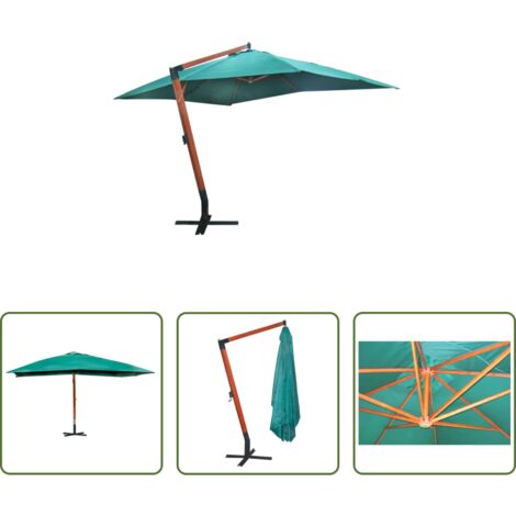 Sombrilla de madera -  Sombrilla flotante Melia verde 300x400 cm