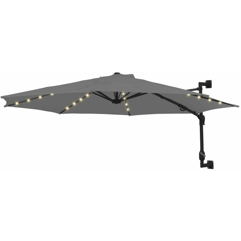 

Sombrilla de pared con LEDs y poste de metal 300 cm antracita