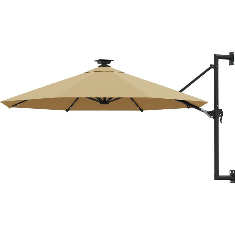 

Sombrilla de pared con LEDs y poste de metal 300 cm taupé