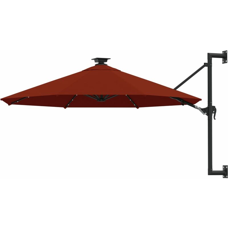 

Sombrilla de pared con LEDs y poste de metal 300 cm terracota