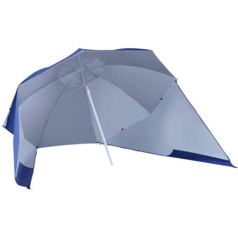 Sombrilla de playa 2 en 1 parasol para playa con 2 paneles laterales toldo portátil anti-UV con bolsa de transporte para jardín piscina Ø210x222cm
