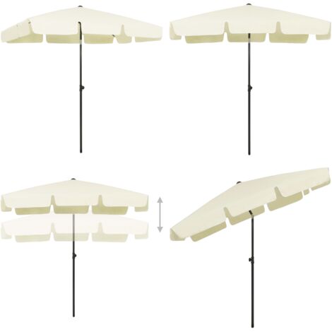 Sombrilla de playa amarillo arena 200x125 cm - Protector solar - Sombrilla amarilla arena