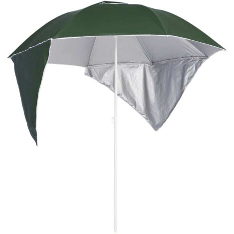 Sombrilla de playa con paredes laterales verde 215 cm