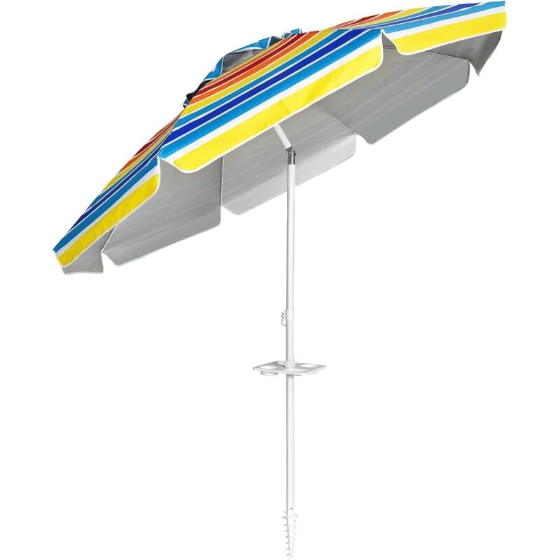 

Sombrilla de Playa de 200 cm Parasol para Jardín Mercado Patio Sombrilla Inclinable Sin Base (Multicolor)