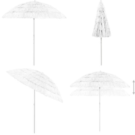 Sombrilla de playa Hawaii blanco 240 cm - Sombrilla hawaiana - Protección solar